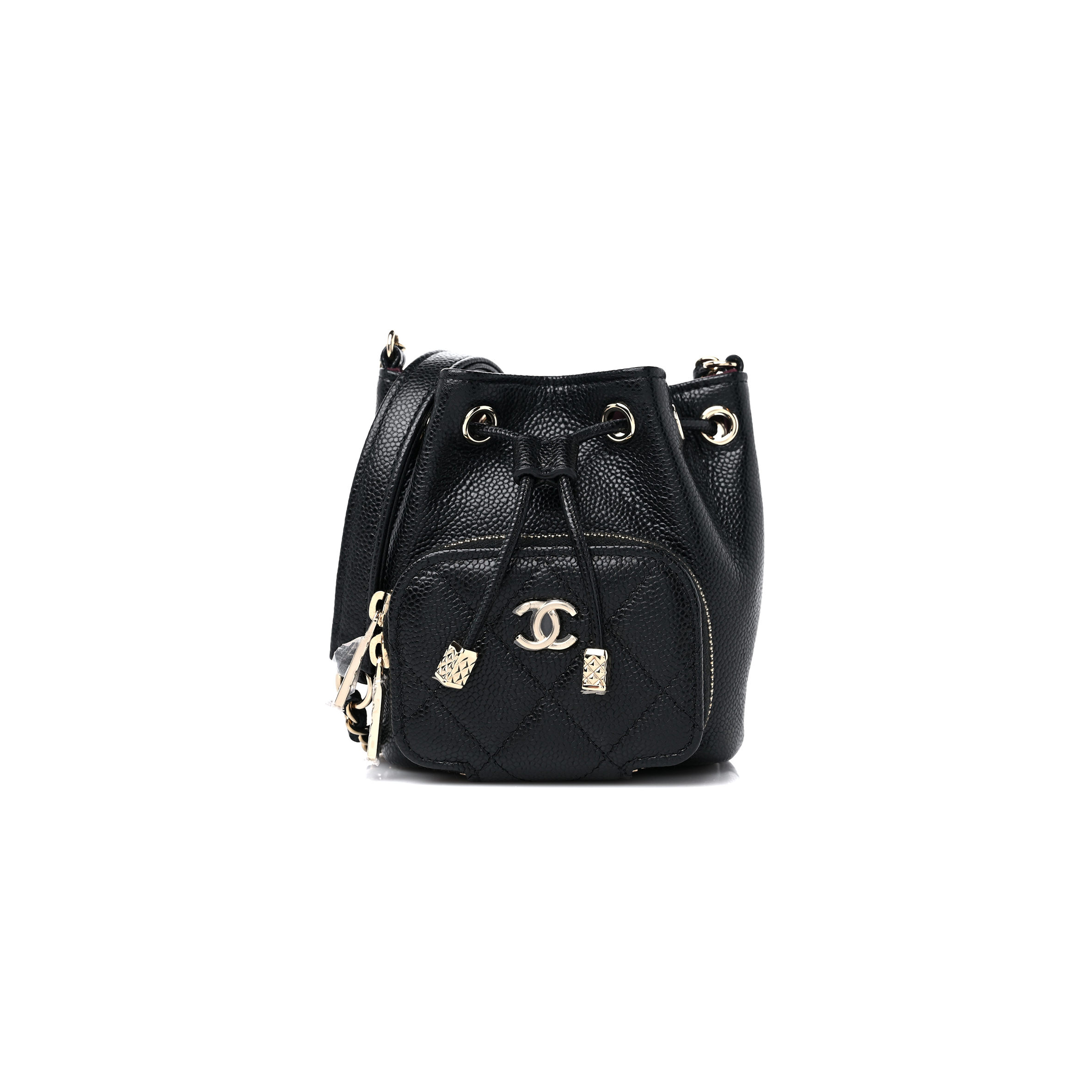 CHANEL CAVIAR QUILTED MINI CC POCKET BUCKET BAG BLACK AP2913 (11*10*4cm)